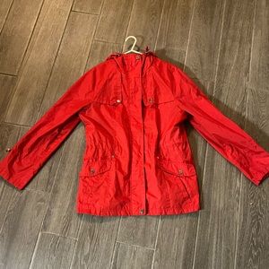 Red rain coat